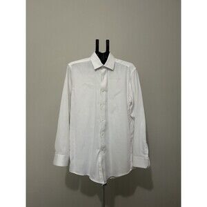 LU Linea Uomo White Pattern Long Sleeve Button Down Shirt Men's Size 15.5 34/35